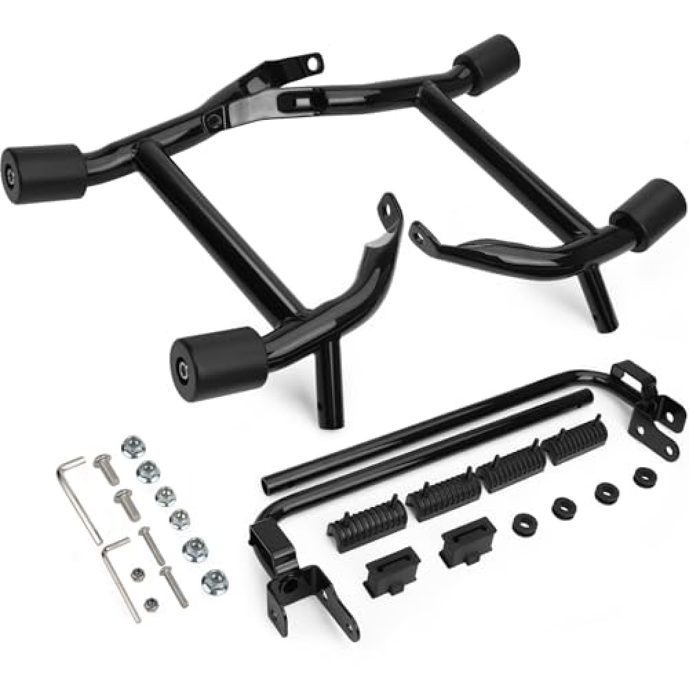 Kekykm 2023-2025 Street Glide Road Glide Saddlebag Guard Crash Bar Compatible with Harley Davidson Touring FLTRX FLHX FLHXU FLTRXSE FLHXSE FLTRXSTSE Black Tip-Over Bar with Support Rails
