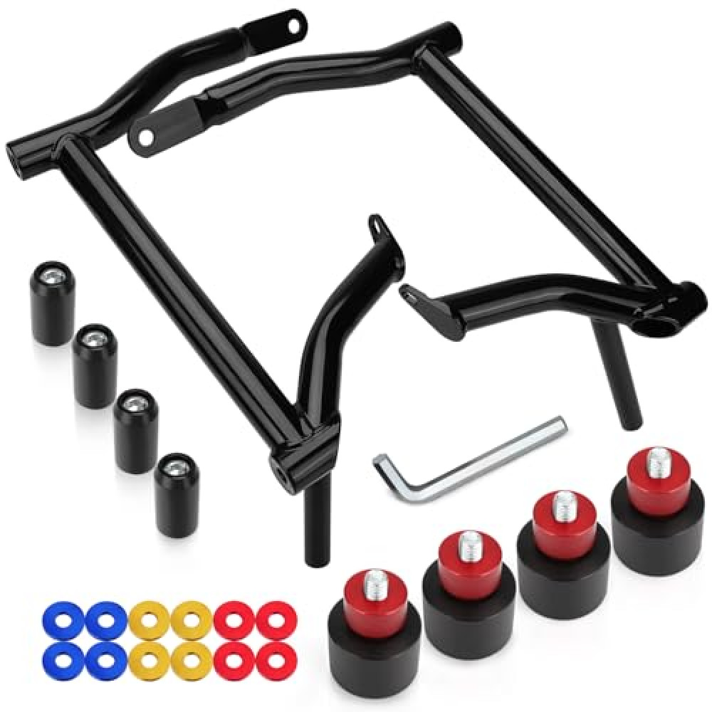 kekykm Rear Saddlebag Guard Crash Bar Bracket Kit Fit for Harley Touring Street Glide Road King Road Glide Electra Glide Ultra Classic Limited CVO Black Motorcycle Bumpers End Sliders 2009-2025
