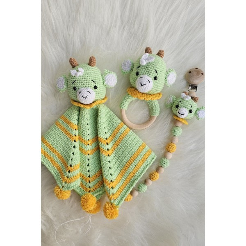 Kelebeğin Rüyası Hobi Evi Amigurumi Battaniyeli Dinozor, Çıngırak ve Emzik Zinciri 3'lü Yenidoğan Set Oto Boyaları Fiyatı