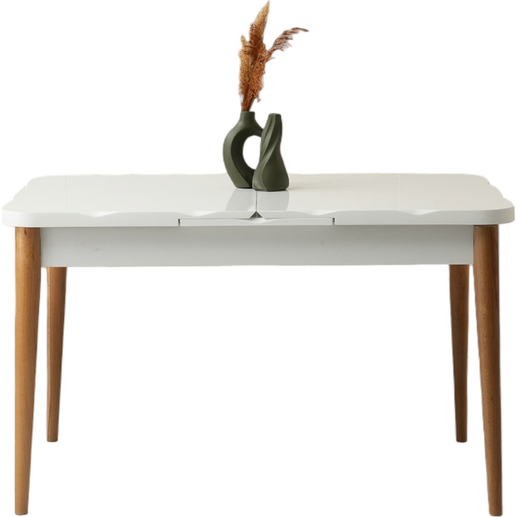 Kelebek Kütük Kar Beyaz Renk Highgloss Açılır 130X80 Masa (Açılımış Ölçüsü 167X80) - 130 X 80 Diğer Fiyatı