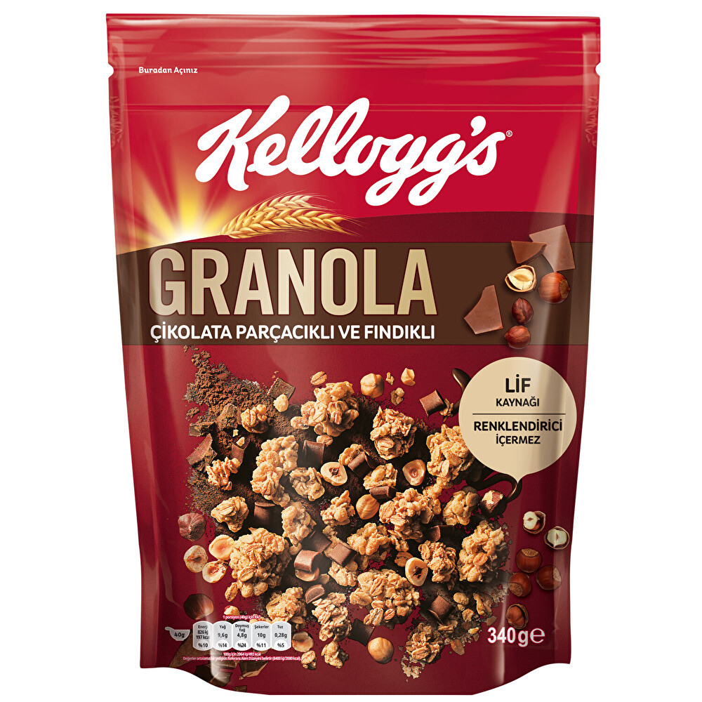Kellogg's Çikolata Parçacıklı Ve Fındıklı Granola 340 G Kahvaltılık Gevrek Fiyatı