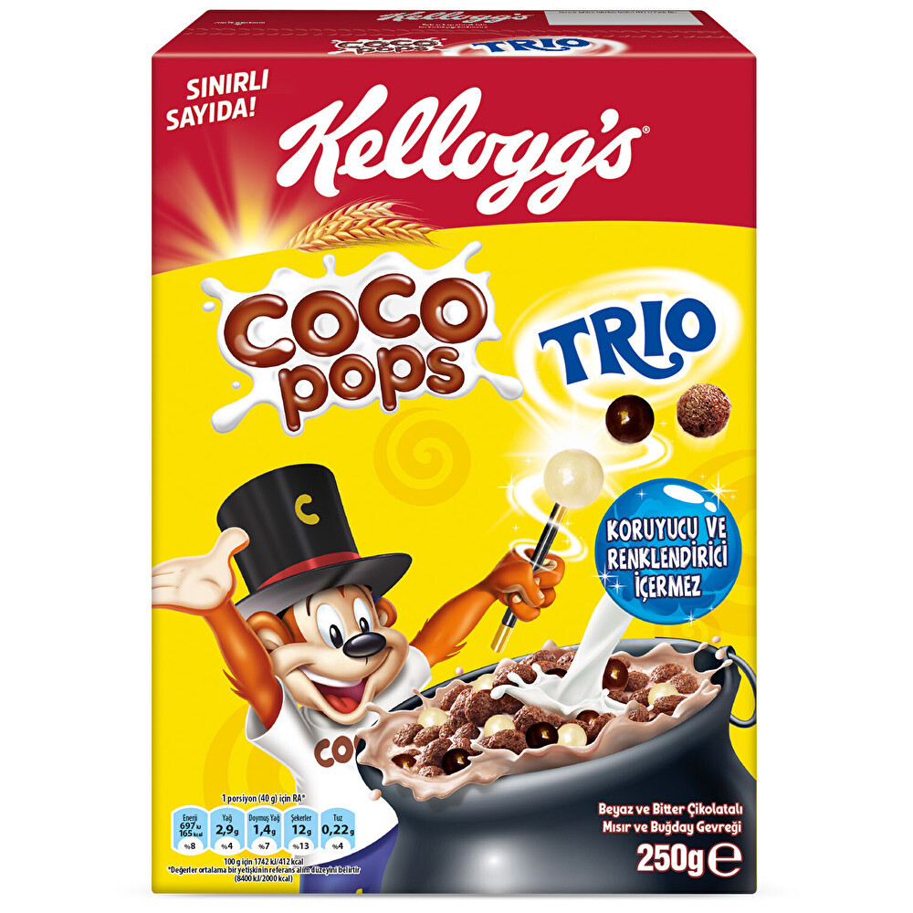 Kellogg's Cocopops Çokotop Trio 250 Gr Kahvaltılık Gevrek Fiyatı