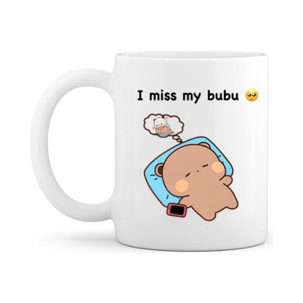 Kemal İlhan Bubu Dudu "ı Miss My Bubu" Kahve Bardağı Özel Baskı (Tekli) Porselen C42-KUPA - Beyaz - 330 ml Fincan / Bardak / Kahve Takımı Fiyatı