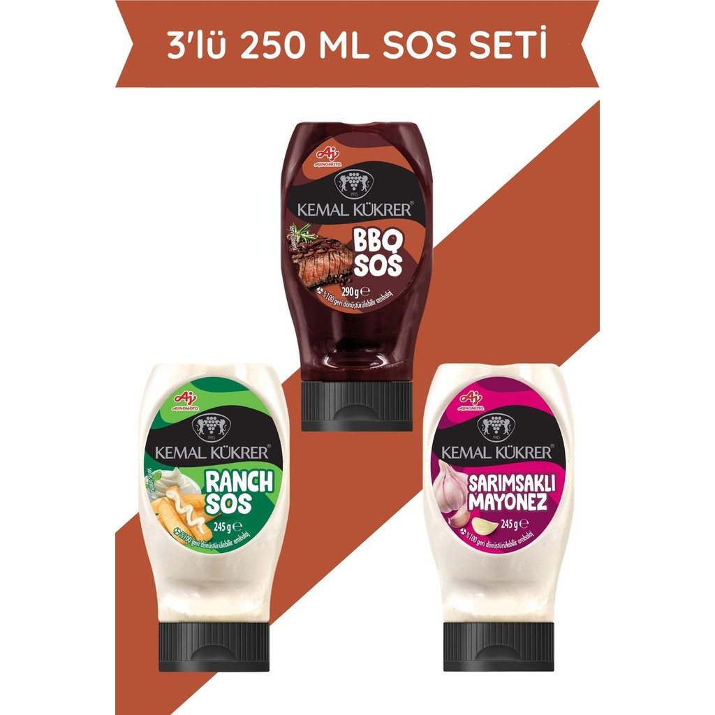 Kemal Kükrer 3'lü Sos Seti Barbekü Sos & Ranch Sos & Sarımsaklı Mayonez - 3 Adet Diğer Fiyatı