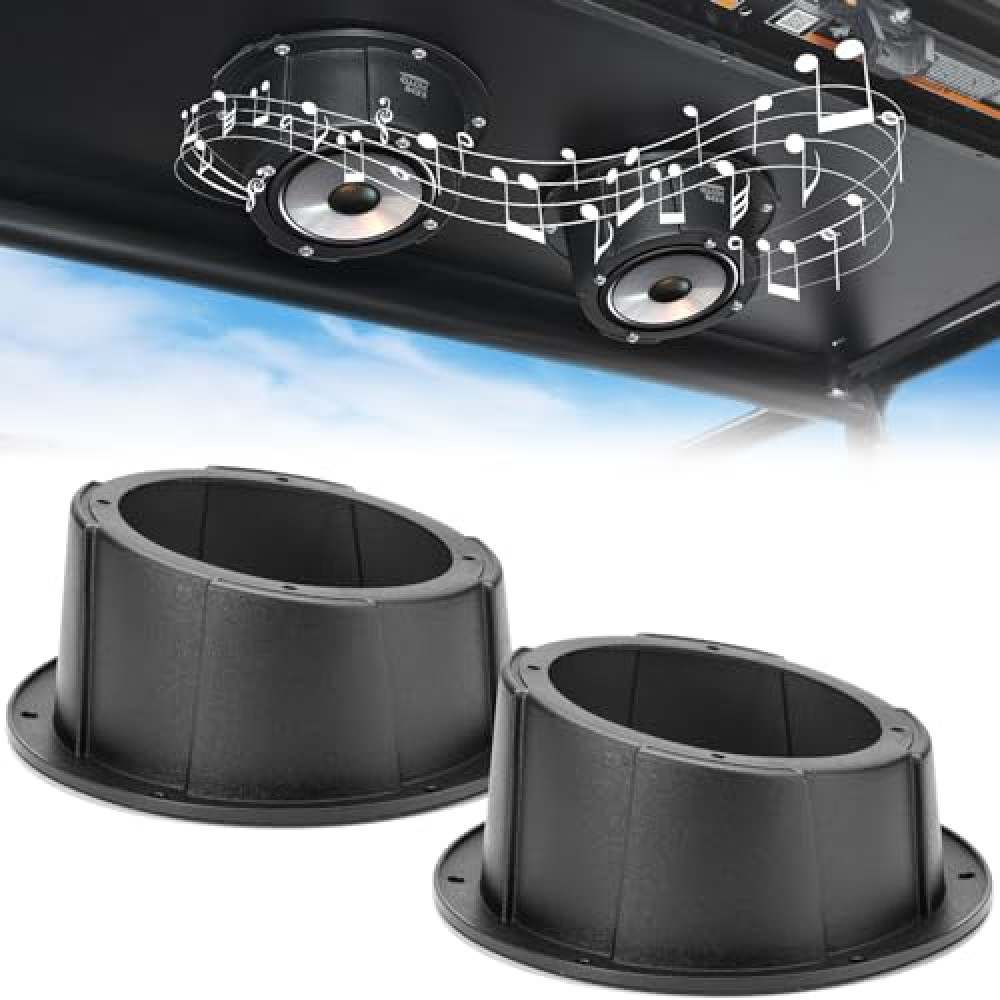 KEMIMOTO 2PCS Angled Speaker Enclosures Boxes Pods, Universal for 6.5" Speakers Compatible with UTVs, RVs, Cars, Boats, Trunks, Trailers for 9.56 Inch Surface Mount (Black)