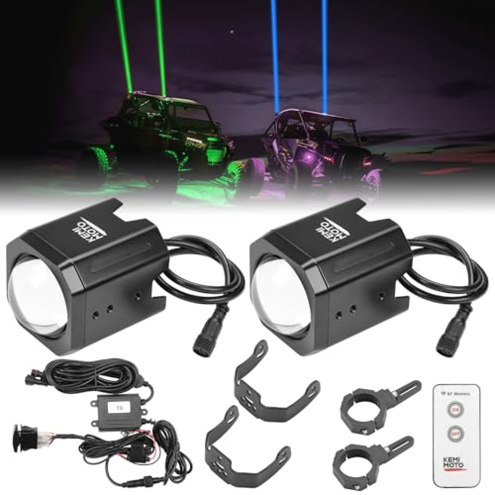 KEMIMOTO 70mm Whipless LED Whip Lights Larger Brighter w/ 1.5''-2'' Roll Bar Mounts, Alien Lights for SXS Compatible with Polaris RZR Can-Am Maverick X3 CFmoto Kawasaki, Multi-Color, Scratch-resistant