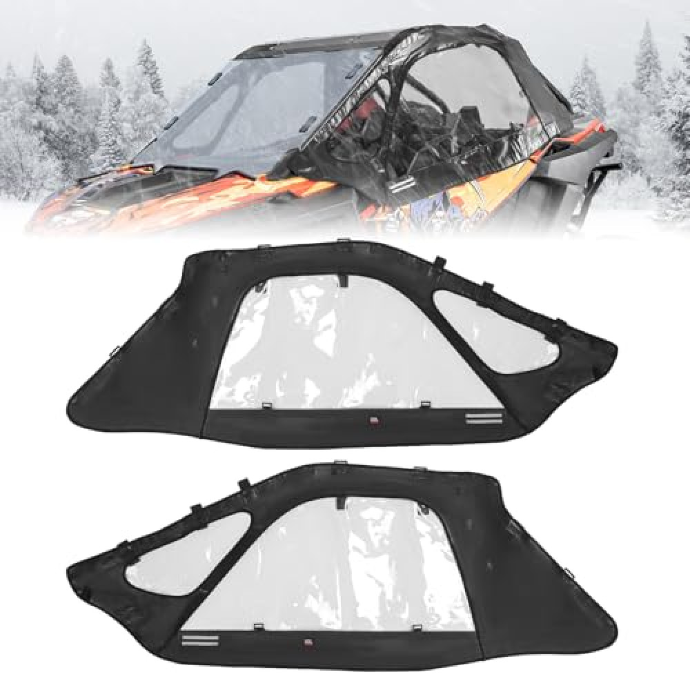 KEMIMOTO PRO XP Upper Doors, Soft Cab Enclosures 2024 Version Zippers Compatible with Polaris RZR PRO XP/Turbo R 2020-2025 Upper Windows Fit with Side Mirrors and Windshields #2884664 (2-seat)