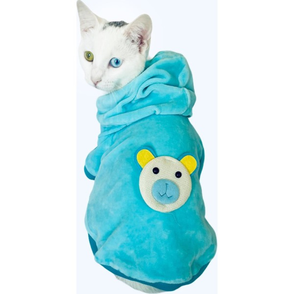 Kemique Blue Bear Sweatshirt Kedi Süeteri Kedi Kıyafeti - 2XL - Mavi Evcil Hayvan Ürünleri Fiyatı