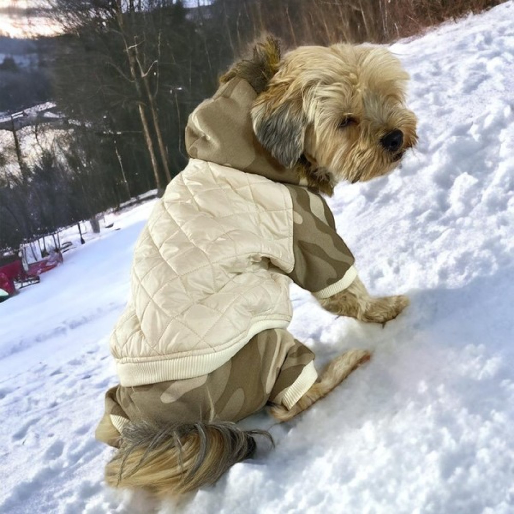 Kemique Kamuflaj Comfy Puf Köpek Mont Tulum Takım Köpek Ceket Takım - Beyaz - Bej - 2XL Evcil Hayvan Ürünleri Fiyatı