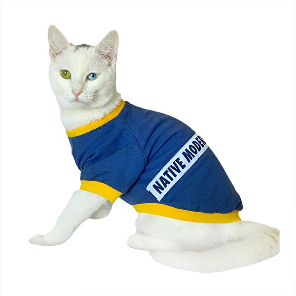 Kemique Native Blue Oval Yaka Tişört Kedi Kıyafeti Kedi Elbisesi - Mavi - 2XL Evcil Hayvan Ürünleri Fiyatı