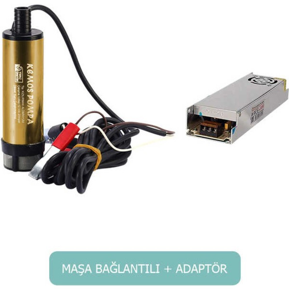 Kemos Kızılırmak 12 Volt Dalgıç Tipi Sıvı Aktarma Pompası(Filtreli + Adaptörlü) Su Motoru Fiyatı
