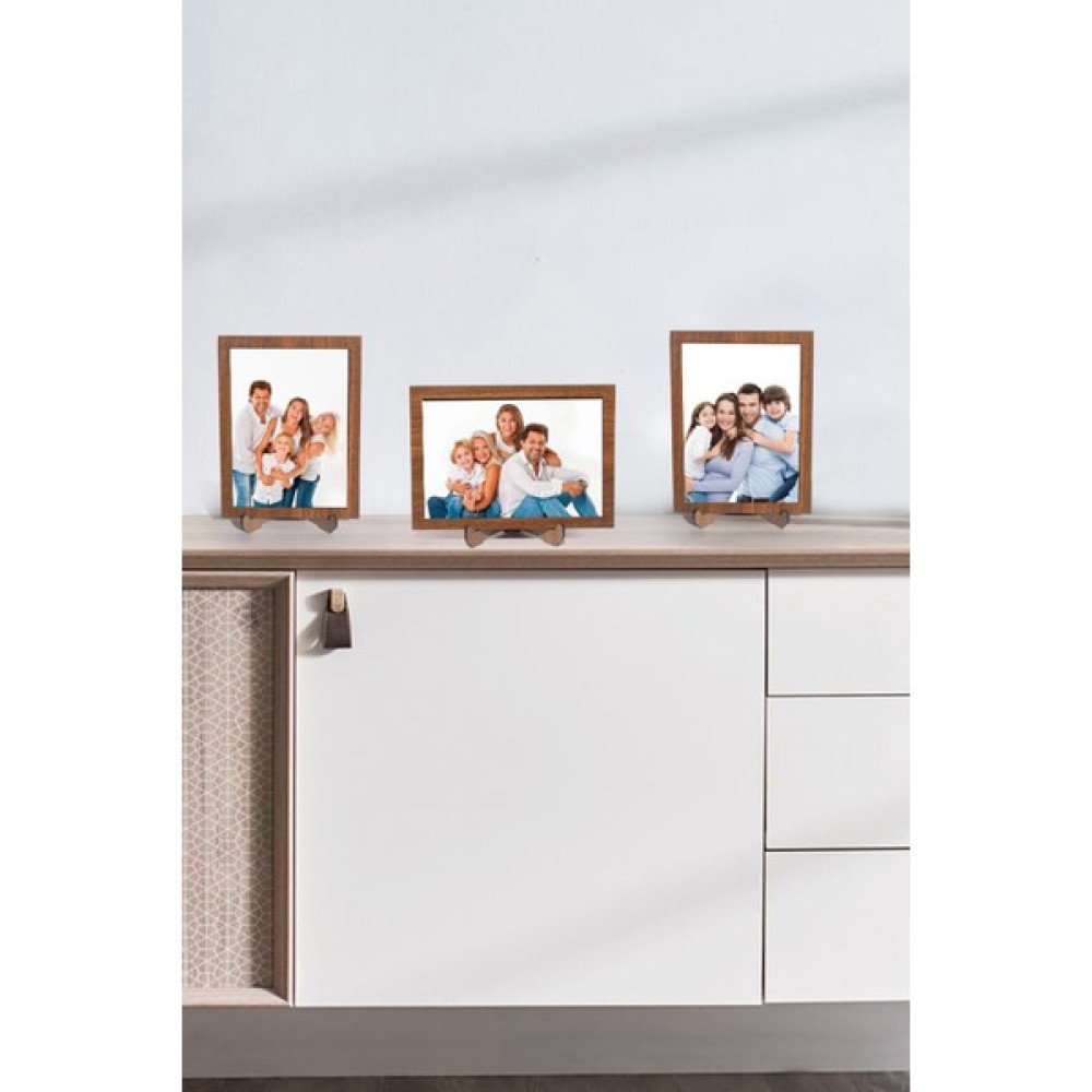 Kemson 3 Adet Ahşap Ayaklı Resim Çerçevesi 13X18 Resme Uygun (Camsız) - Ceviz Resim & Fotoğraf Çerçevesi Fiyatı