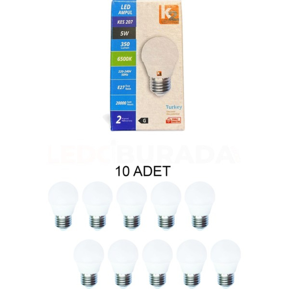 Kendal Elektrik KES207 LED Ampul 5W Beyaz Işık E27 Duy - 10'lu Paket Led Aydınlatmalar Fiyatı