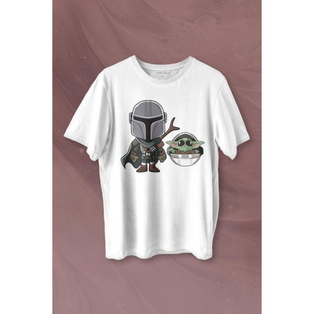Kendim Seçtim Baby Yoda Mando Figür The Mandalorian Bebek Yoda Star Wars Baskılı Tişört T-Shirt Beyaz Erkek T-shirt Fiyatı