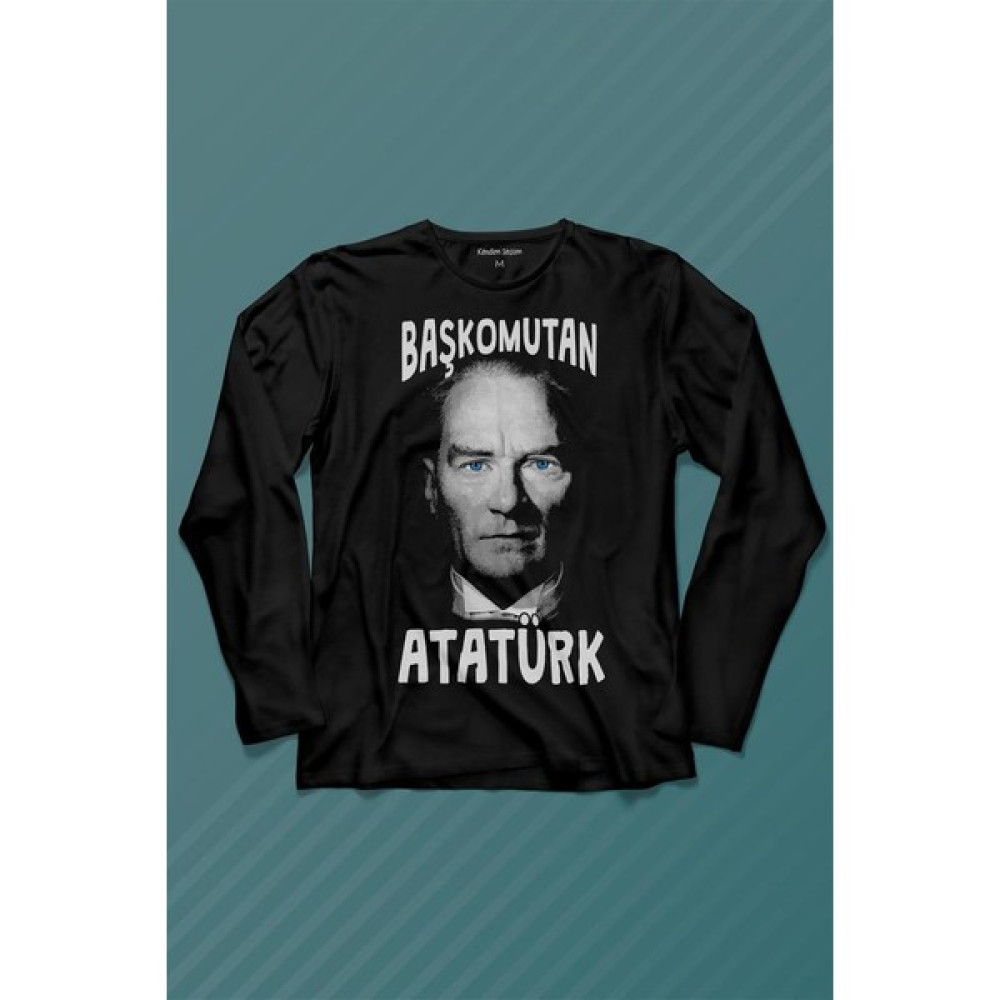 Kendim Seçtim Başkomutan Atatürk Mavi Gözlü Gazi Reis Baş Komutan Uzun Kollu Tişört Baskılı Çocuk T-Shirt Erkek Çocuk T-shirt Fiyatı
