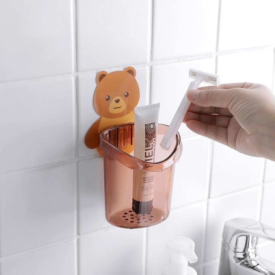 Kendinden Yapışkanlı Düzenleyici Organizer Ayıcık Desenli Banyo Organizeri - Kahverengi Diğer Fiyatı