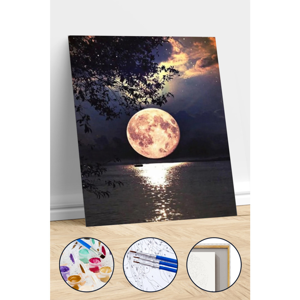 kendinyaphobi Dolunay Sayılarla Boyama Seti Çerçeveli Kasnaklı 40x50 cm Tuval Fiyatı