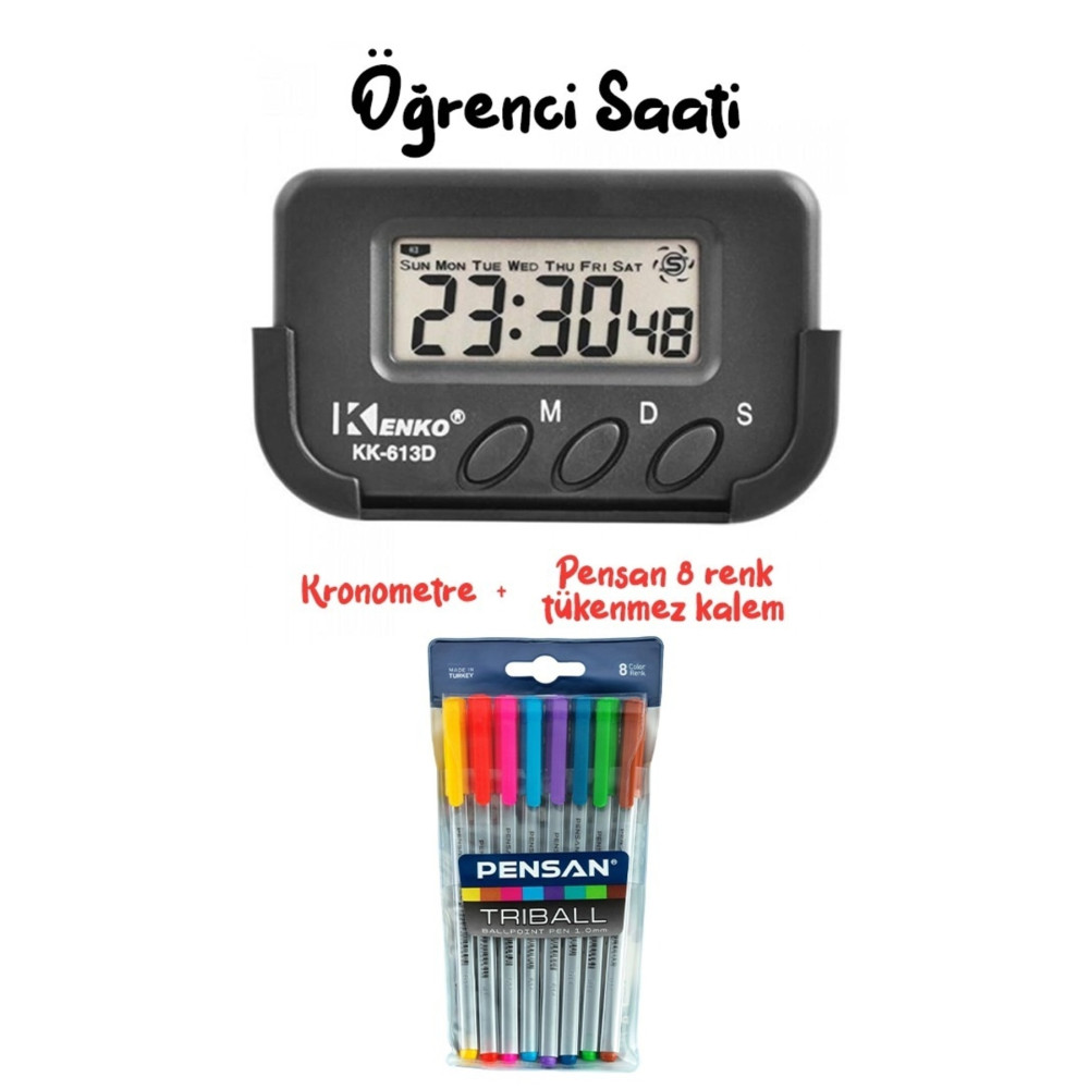 Kenko Pomodoro Öğrenci Saati Kronometreli Ders Çalışma Dijital Masa Saati Pensan 8 Renk Tükenmez Kalem Kronometre Fiyatı
