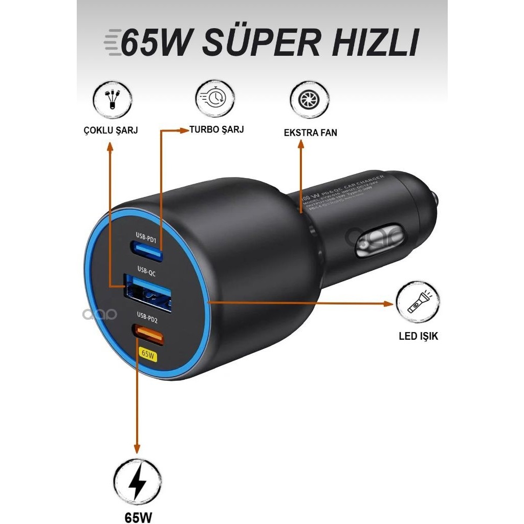 Kensa 100 Watt Type-C + Usb-A Araç Şarj Aleti iPhone & Android & Notebook Araç Içi Şarj Cihazı - Siyah Bilgisayar Çevirici ve Adaptörü Fiyatı