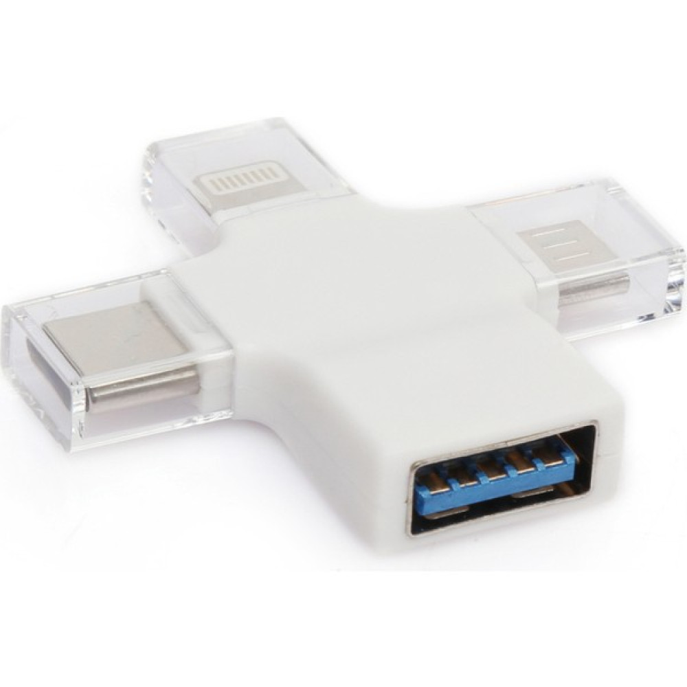 Kensa iPhone Uyumlu Type-C Micro USB 3in1 USB 3.0 Dişi Mouse Flash Otg Adaptör 3in1 Otg - Beyaz Cep Telefonu Kablosu Fiyatı