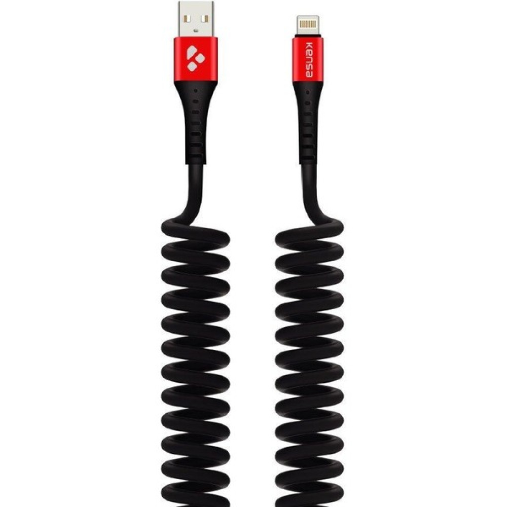 Kensa KC-174 1.5m 3.4A Yaylı Hızlı Lightning USB Kablo - Kırmızı Cep Telefonu Kablosu Fiyatı