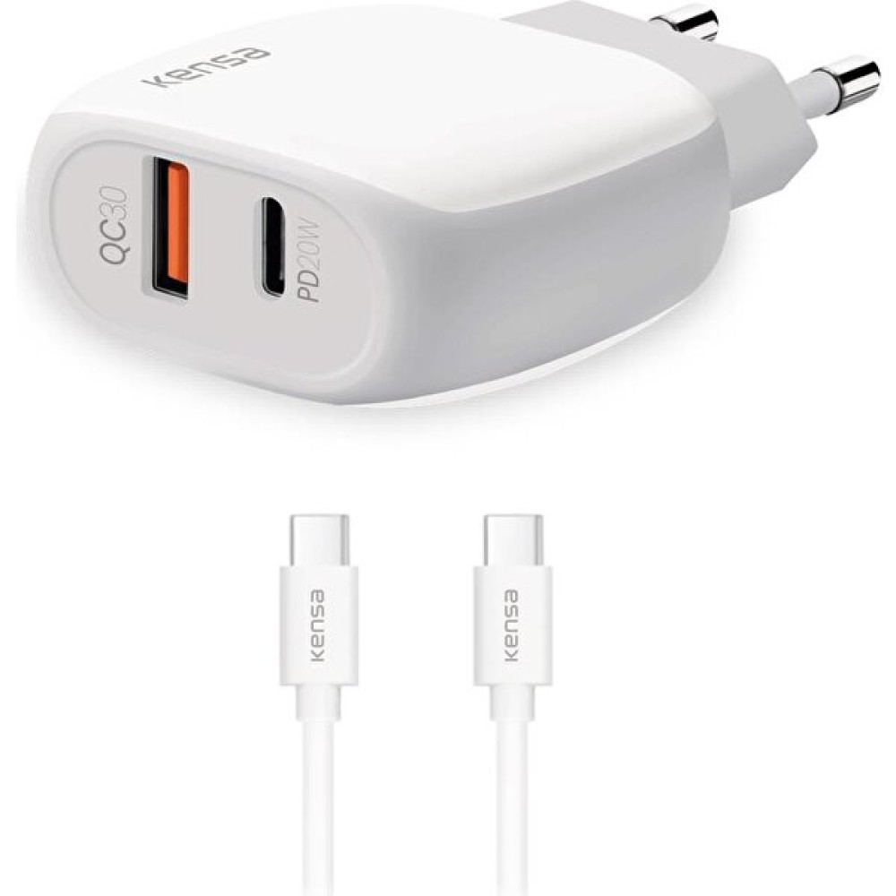 Kensa PW-200 Pd Typ-C Totyp-C Qc 3.0A 20W Hızlı Şarj Aleti - Beyaz Cep Telefonu Şarj Cihazı Fiyatı