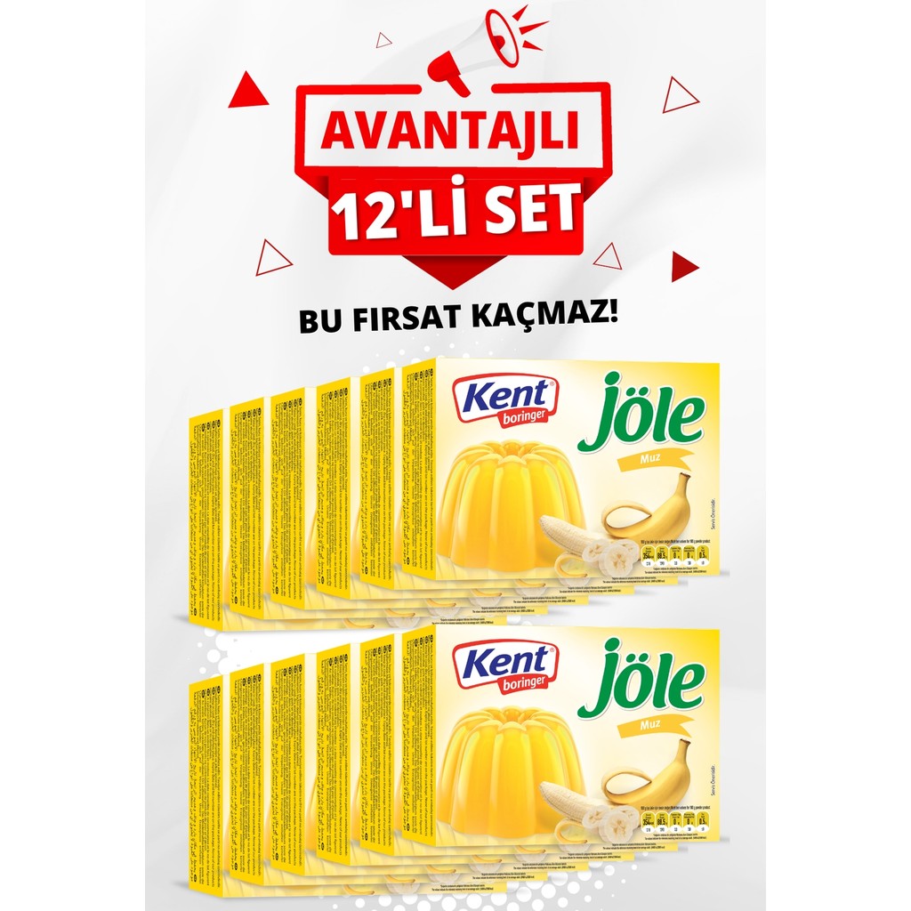 Kent Boringer Jöle Avantajlı 12'li Set (85 gr 12 Adet Muzlu Jöle) Diğer Fiyatı