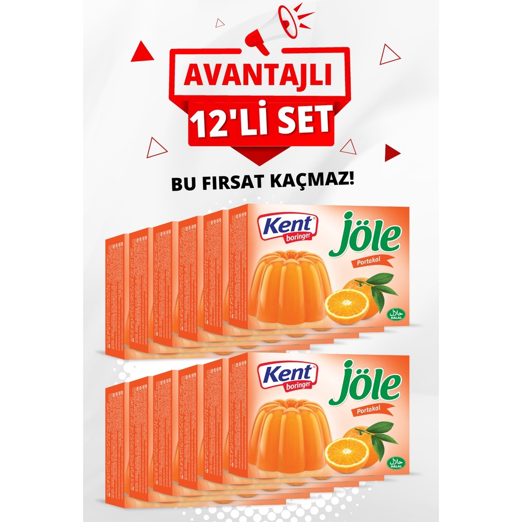 Kent Boringer Jöle Avantajlı 12'li Set (85 gr 12 Adet Portakal Jöle) Diğer Fiyatı