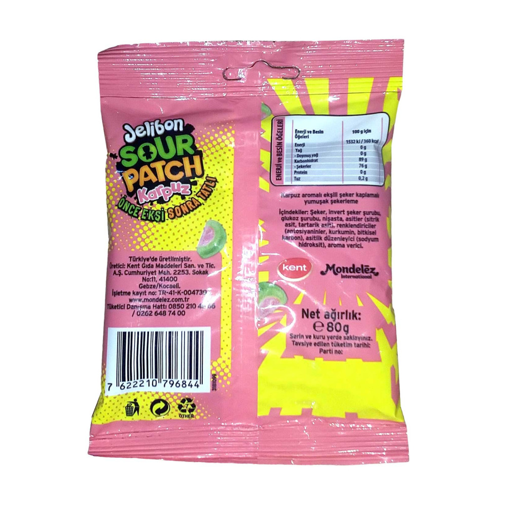 Kent Jelibon Yumuşak Şekerleme Sour Patch Karpuz 80 gr