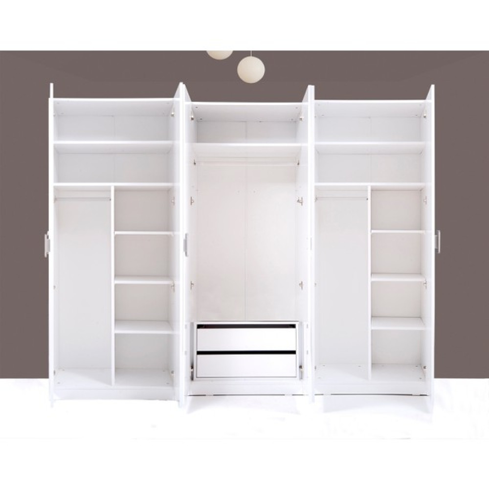 Kenyap Plus 812518 Stella 6 Kapaklı 2 Çekmeceli Gardırop 3 Modüllü- Parlak Beyaz - 812501 Gardrop & Dolap Fiyatı