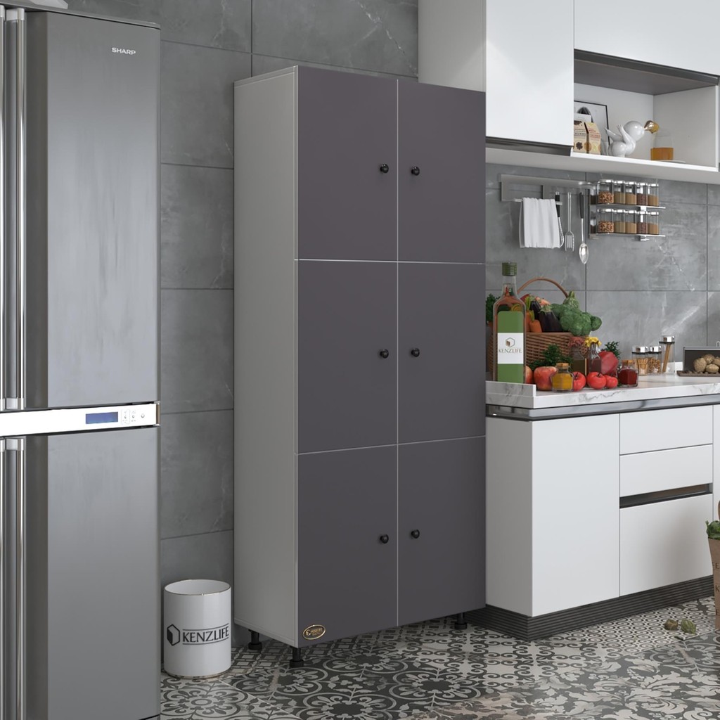 Kenz Life Kenzlife Mutfak Dolabı Tahiri Gribyz 188*80*37 Çok Amaçlı Dolap Arkalıklı - renk - Gri Diğer Fiyatı