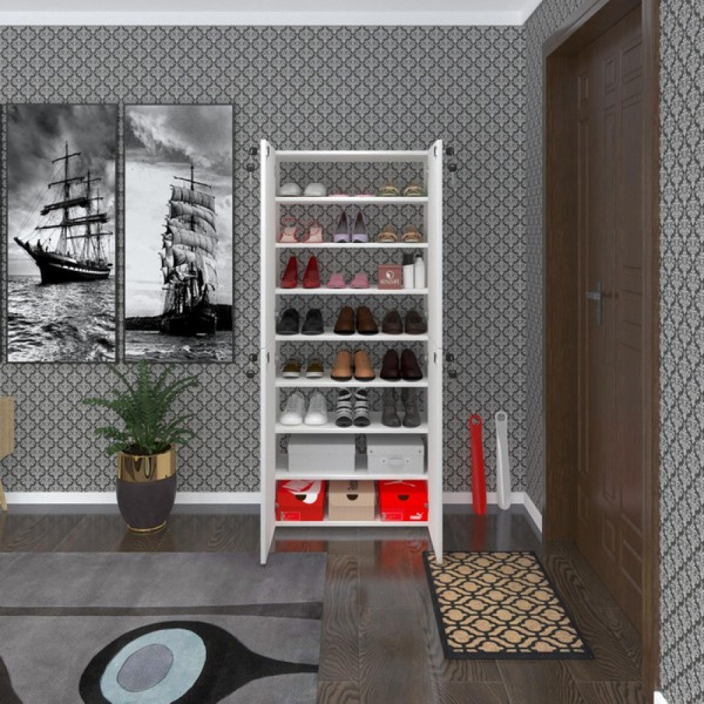 Kenzlife Ayakkabılık Ayakkabı Dolabı Kilitli Gutan Byz 160*70*32 Kapaklı Ofis Dolabı Iki Bölme - Beyaz Ayakkabılık Fiyatı