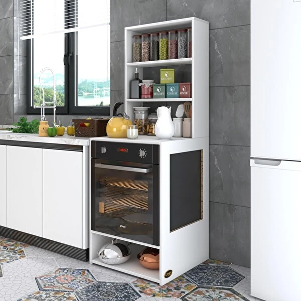 Kenzlife İsmihan 165x60x56 CM Raflı Beyaz Ankastre Fırın Dolabı Mutfak Dolabı / Mobilyası Fiyatı