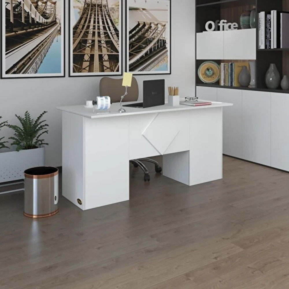 Kenzlife Kuma Kengo 75x160x60 CM Kilitli Kapaklı Dolap Çiftli Eşkenar Beyaz Ofis Masası Bilgisayar Masası Fiyatı