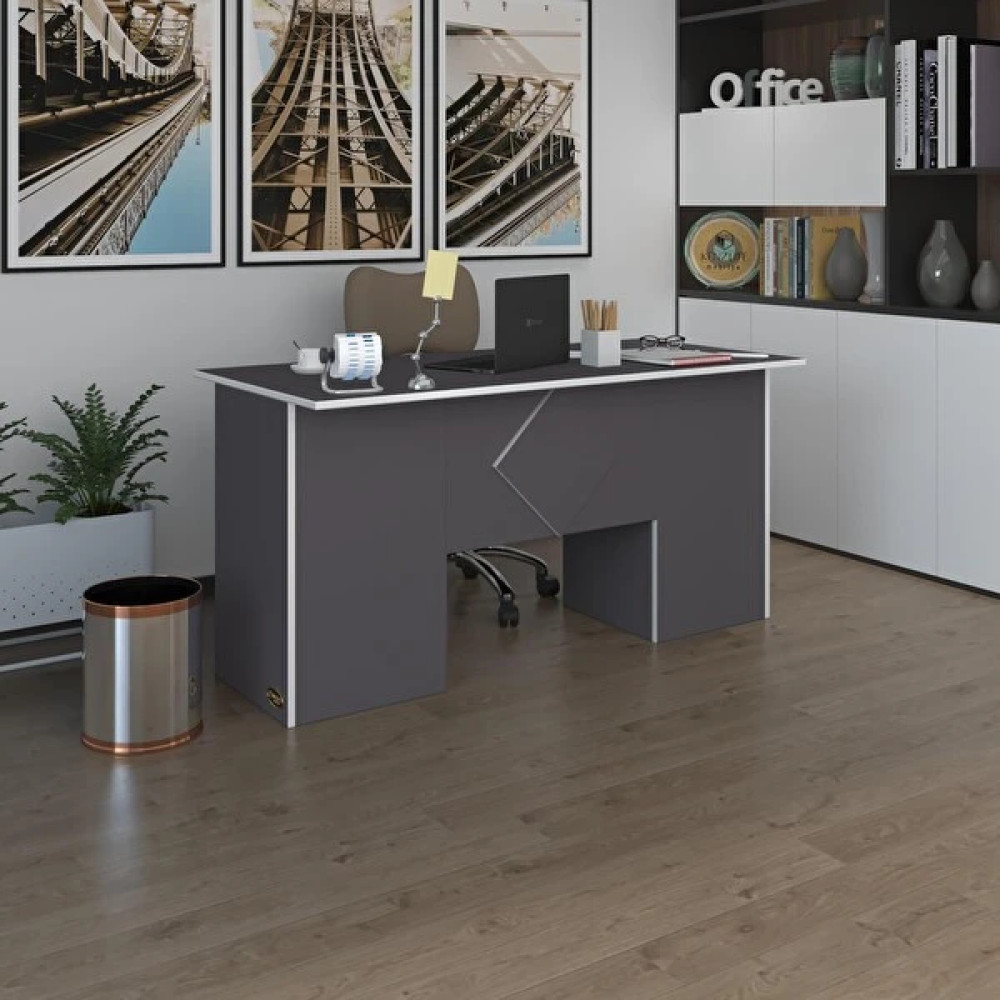 Kenzlife Kuma Kengo 75x160x80 CM Kilitli Kapaklı Dolap Çiftli Eşkenar Gri Ofis Masası Bilgisayar Masası Fiyatı