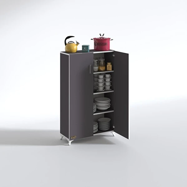 Kenzlife Rabia 128x90x32 CM Kapaklı Ayaklı Gri Çok Amaçlı Dolap Mutfak Dolabı / Mobilyası Fiyatı
