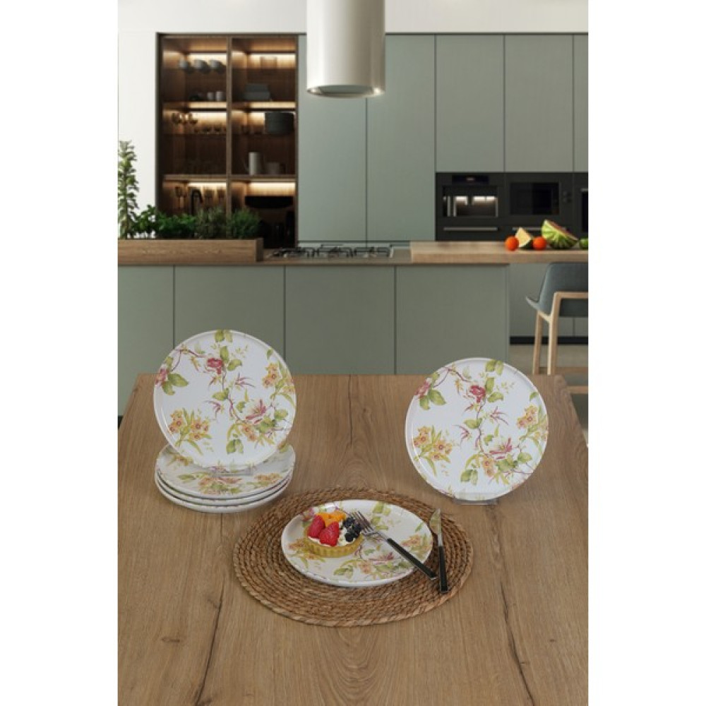 Keramika Çiçek Bahçesi 6 Adet 22CM Pasta Tabağı - Renkli Oto Boyaları Fiyatı