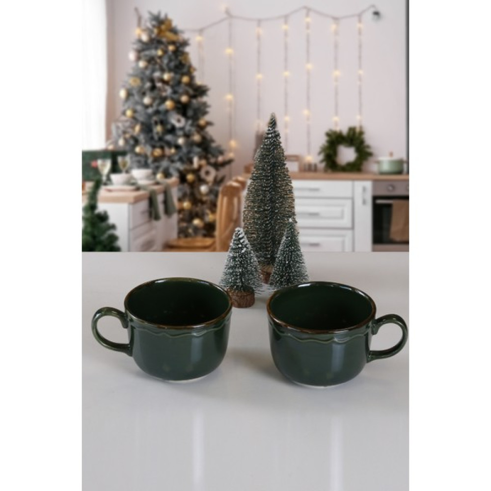 Keramika Yılbaşı Noel Hediyelik Kulplu Jumbo Kase 2 Adet Kase Fiyatı