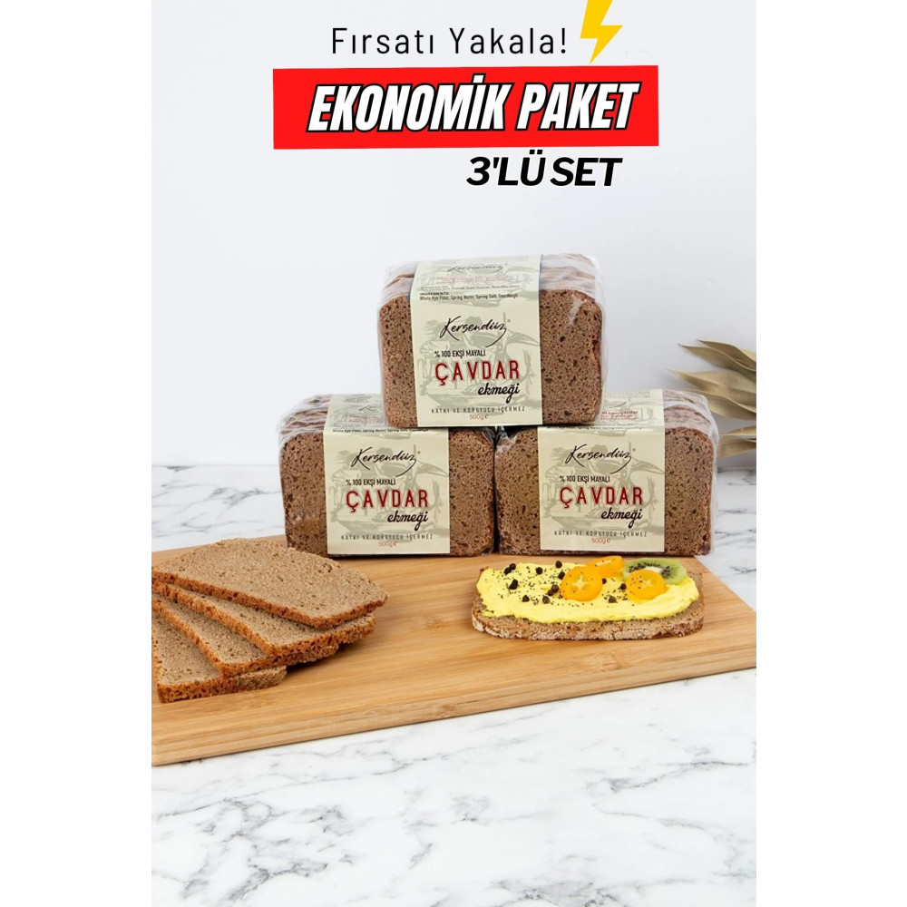 Kersendüz Tam Çavdar Ekşi Mayalı Ekmekler 3lü Seçim 3x 500gr Cvdr-100110011001 Unlu Mamüller Fiyatı