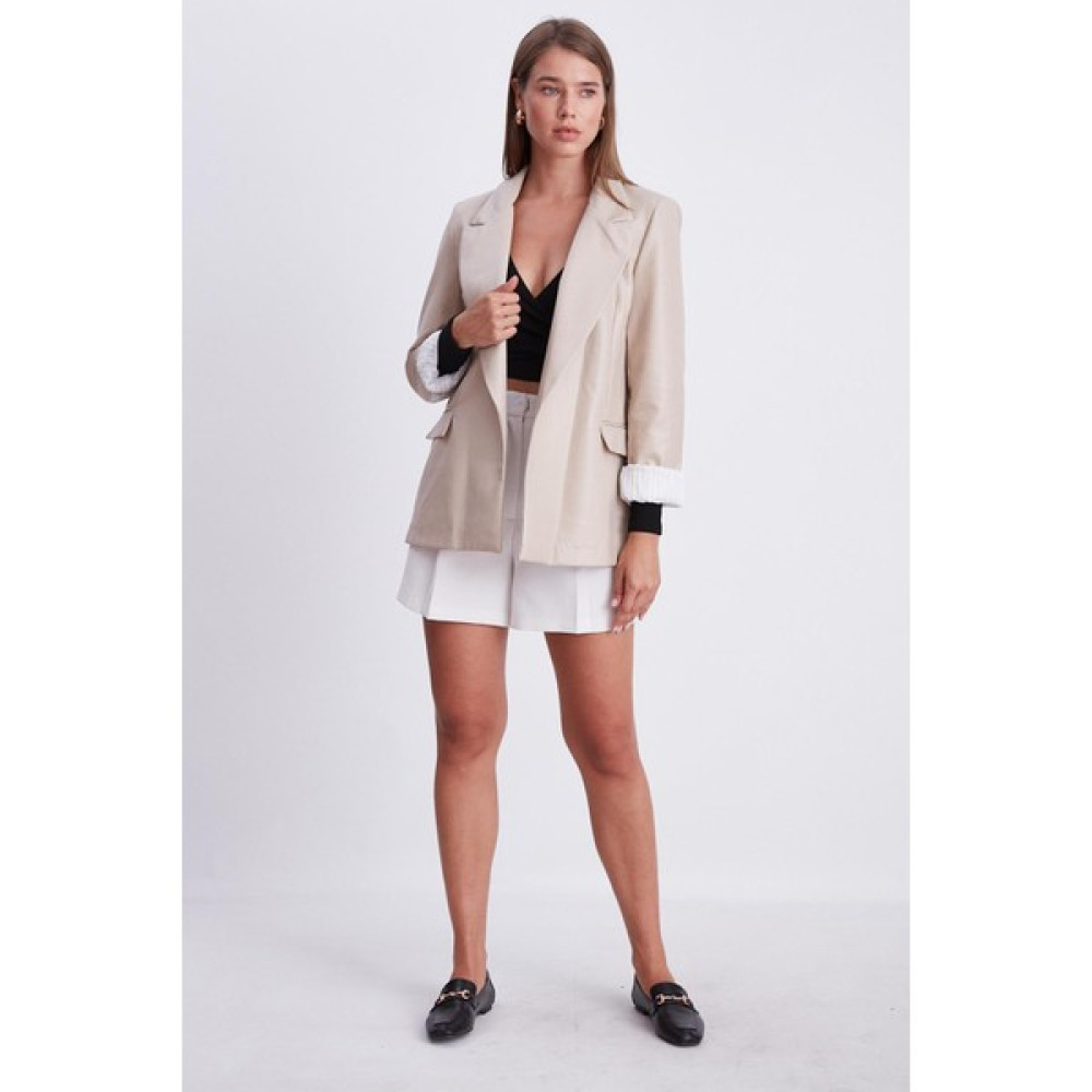 Kese Butik Kadın Taş Çizgili Astarlı Blazer Deri Ceket Bayan Ceket Fiyatı