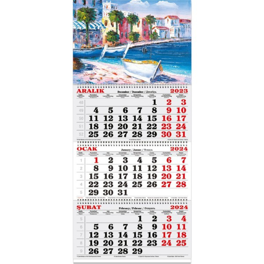 Keskin Color 2024 3 Aylık Spiralli Jumbo Denizci Takvim Akdeniz Takvim Fiyatı