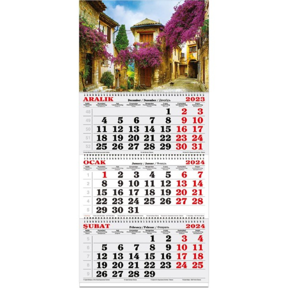 Keskin Color 2024 3 Aylık Spiralli Jumbo Denizci Takvim Begonvil Sokağı Takvim Fiyatı