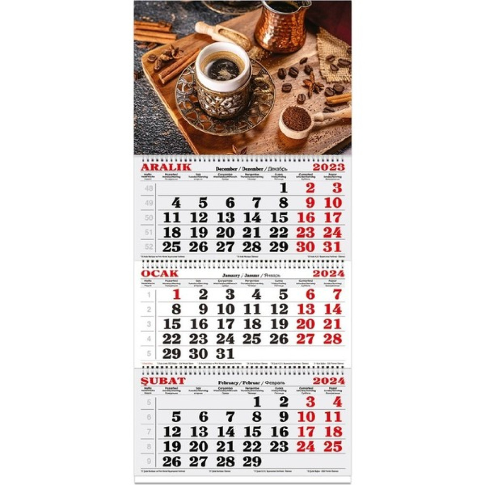 Keskin Color 2024 3 Aylık Spiralli Jumbo Denizci Takvim Kahve ve Masa Takvimi - Beyaz - 0 Takvim Fiyatı