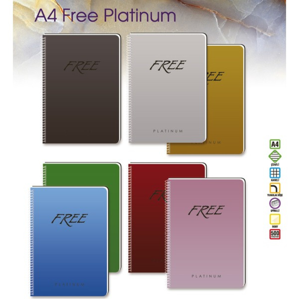Keskin Color 320342-99 Free Platinum A4 Kareli 100 Yaprak Defter Spiralli Defter Fiyatı