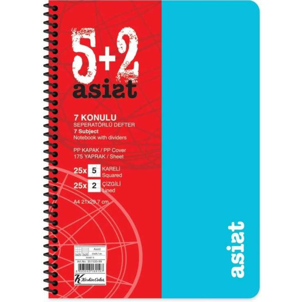 Keskin Color A4 5+2X25=175 Yaprak Ayraçlı Plastik Kapak Asist Defter Oto Boyaları Fiyatı