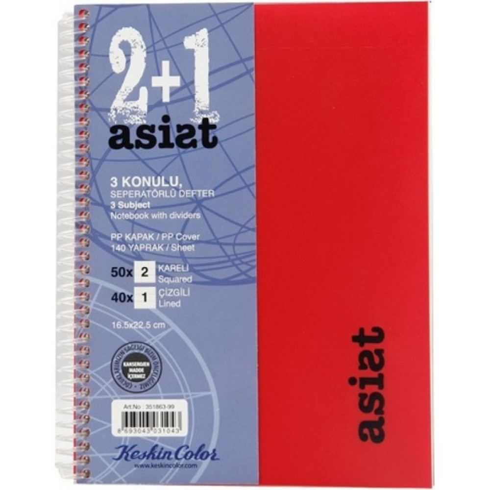 Keskin Color Kesin Color 2+1 Asist 3 Konulu Seperatörlü Defter Defter Fiyatı