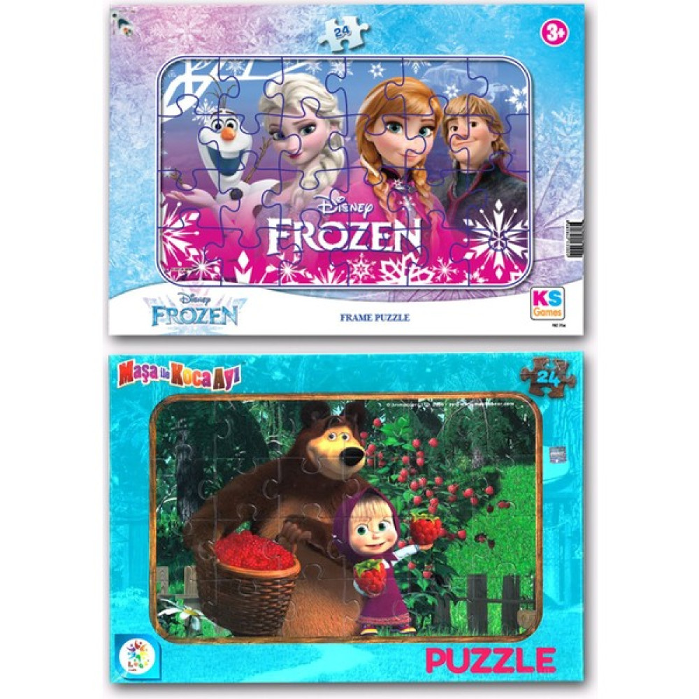 Kesman Kitap Frozen Elsa ve Maşa Ile Koca Ayı 24 Parça 2 Li Puzzle/yapboz Set Eğitici Oyuncak Fiyatı