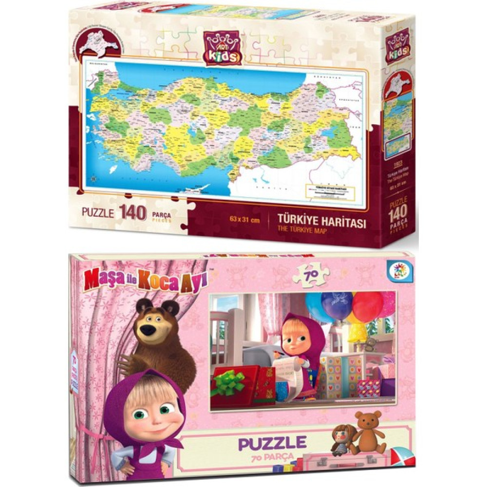 Kesman Kitap Maşa ile Koca Ayı + Renkli Türkiye Haritası Yapboz Puzzle Eğitici Oyuncak Fiyatı