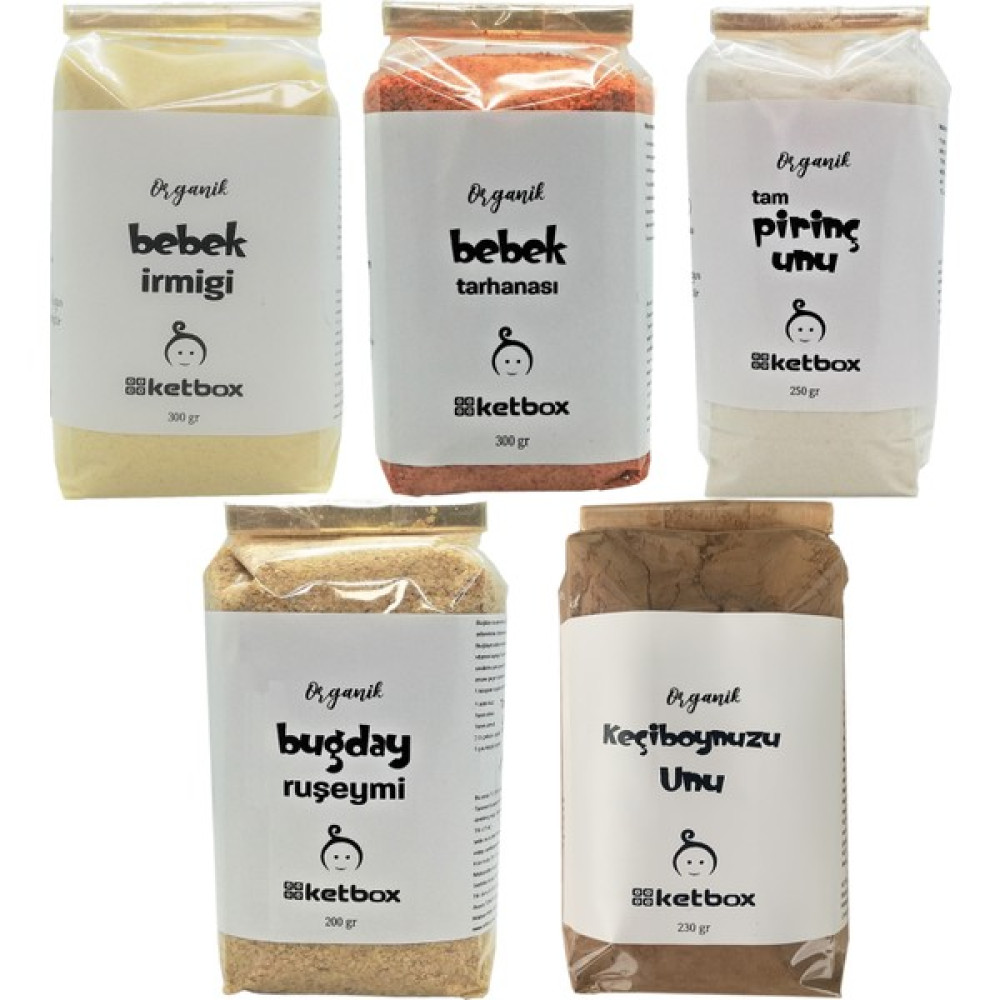 Ketbox Bebek Gıda Seti Organik Doğal Bebek Irmiği, Bebek Tarhanası, Tam Pirinç Unu, Buğday Ruşeymi, Keçiboynuzu Unu Bebek Mamaları Fiyatı