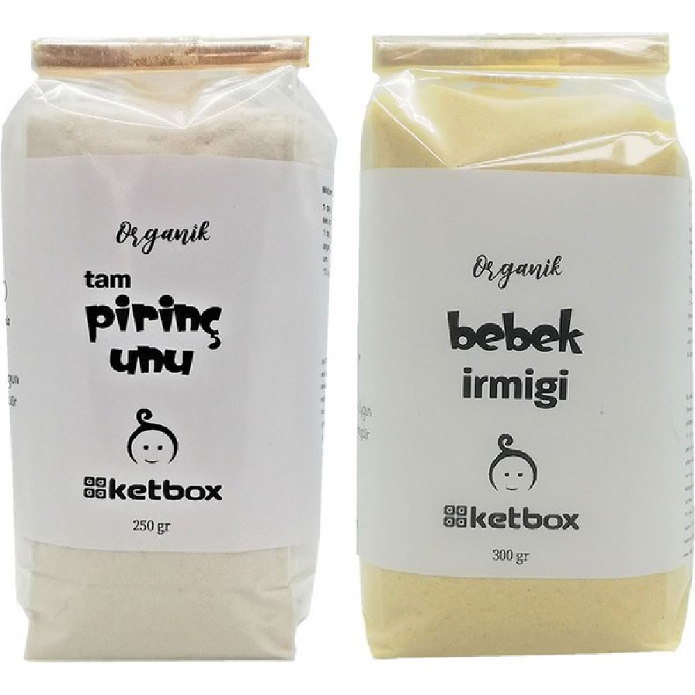 Ketbox Organik Sertifikalı Bebek Irmiği ve Tam Pirinç Unu Ek Gıda Seti + 6 Ay Bebek Mamaları Fiyatı